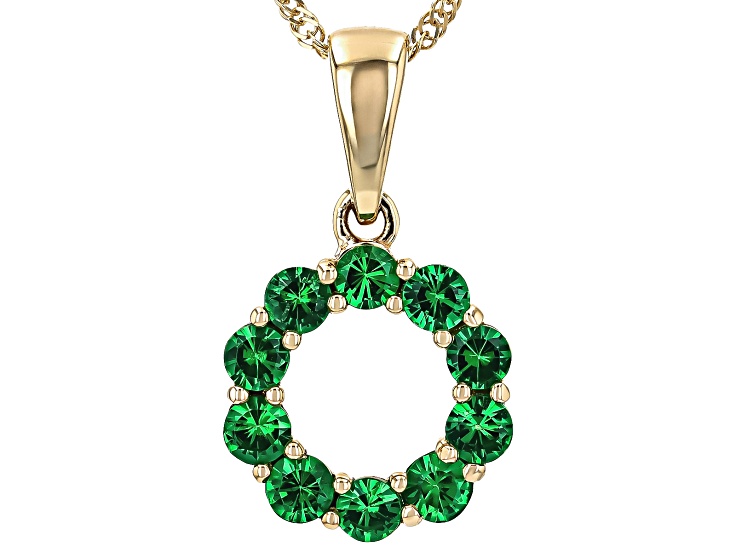 Tsavorite 10k Yellow Gold Pendant With Chain 0.60ctw