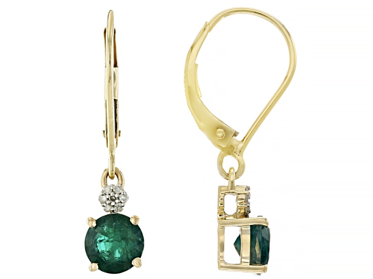 Grandidierite With White Diamond 10k Yellow Gold Earrings 1.85ctw