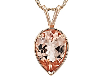 Peach Morganite 14k Rose Gold Pendant With Chain 3.19ct