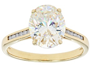 Strontium Titanate With White Diamond 10k Yellow Gold Ring 3.32ctw