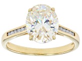 Strontium Titanate With White Diamond 10k Yellow Gold Ring 3.32ctw