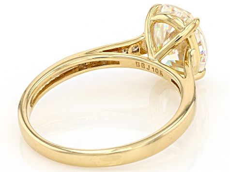 Strontium Titanate With White Diamond 10k Yellow Gold Ring 3.32ctw