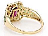 Melissa's Holiday Grape Color Garnet With Tsavorite With White Diamond 14k Yellow Gold Ring 3.22ctw