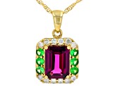 Melissa's Holiday Grape Color Garnet, Tsavorite, Diamond 14k Yellow Gold Pendant With Chain 1.99ctw