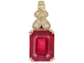 Mahaleo Ruby With White Diamond 10k Yellow Gold Pendant 4.32ctw