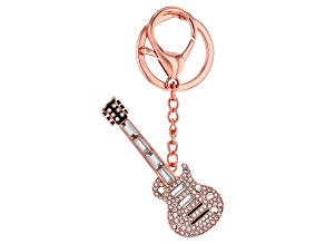 Back the Beat™ White Crystal, Rose Tone Electric Guitar Key Chain