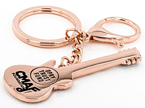 Back the Beat™ White Crystal, Rose Tone Electric Guitar Key Chain