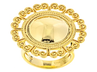 18k Yellow Gold Over Bronze Shield Ring