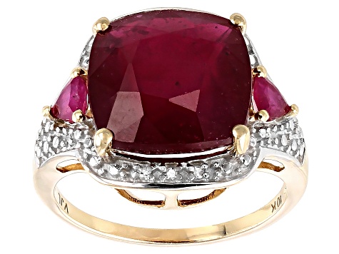 Red Mahaleo(R) Ruby 10k Yellow Gold Ring 7.54ctw