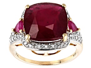 Red Mahaleo(R) Ruby 10k Yellow Gold Ring 7.54ctw