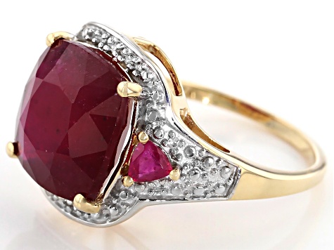 Red Mahaleo(R) Ruby 10k Yellow Gold Ring 7.54ctw