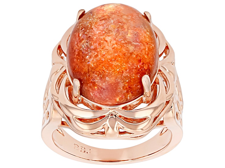 Orange Sunstone Solitaire Copper Ring 18x14mm - COP1047 | JTV