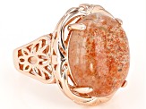 Red Sunstone Solitaire Copper Ring