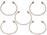 Turquoise And Copper Stackable 5 Cuff Bracelets Set