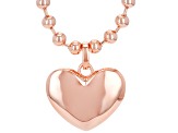 Copper Beaded Heart Charm Necklace