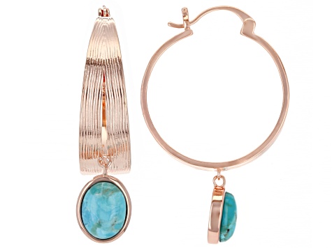 Turquoise Copper Dangle Hoop Earrings