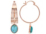 Turquoise Copper Dangle Hoop Earrings