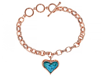 Picture of Heart Shape Turquoise Copper Link Bracelet 16x13mm