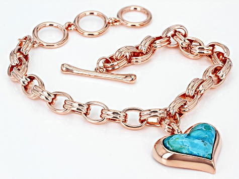 Heart Shape Turquoise Copper Link Bracelet