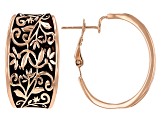 Copper Floral Design With Black Enamel Earrings