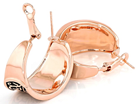 Copper Floral Design With Black Enamel Earrings
