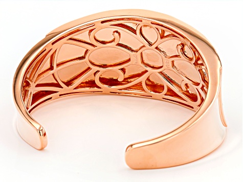 Copper Floral Design W/ Black Enamel Cuff Bracelet