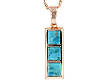 Picture of Square Turquoise Inlay Copper Enhancer With 18" Chain