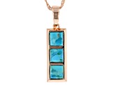 Square Turquoise Inlay Copper Enhancer With 18" Chain