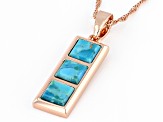 Square Turquoise Inlay Copper Enhancer With 18" Chain