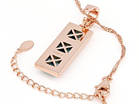 Square Turquoise Inlay Copper Enhancer With 18" Chain