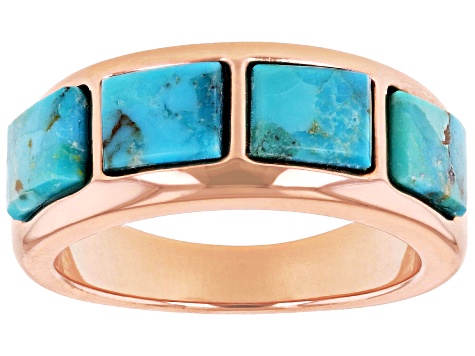 Square Turquoise Inlay Copper Band Ring