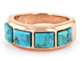 Square Turquoise Inlay Copper Band Ring