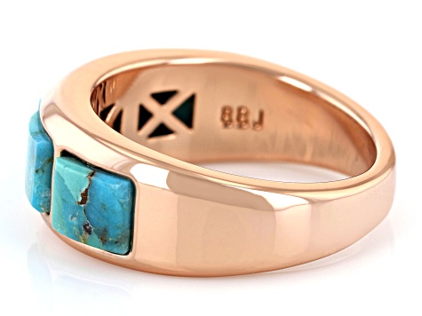 Square Turquoise Inlay Copper Band Ring