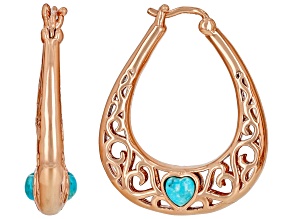 Blue Heart Turquoise Copper Earrings