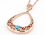 Heart Shaped Blue Turquoise Copper Pendant With 18" Chain