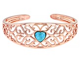Heart Blue Turquoise Copper Cuff Bracelet
