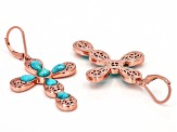Blue Turquoise Copper Cross Earrings