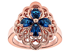 Blue Lab Created Spinel Copper Ring 1.16ctw