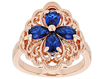 Picture of Blue Lab Created Spinel Copper Ring 1.16ctw