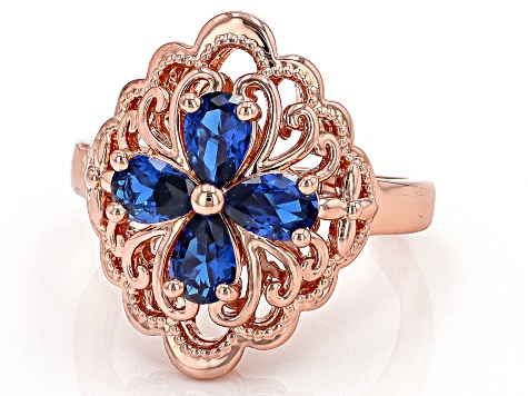 Blue Lab Created Spinel Copper Ring 1.16ctw