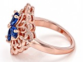 Blue Lab Created Spinel Copper Ring 1.16ctw