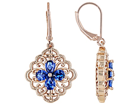 Blue Lab Created Spinel Copper Earrings 2.24ctw