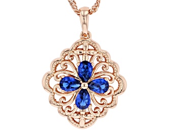 Picture of Blue Lab Created Spinel Copper Pendant With 18" Chain 1.29ctw