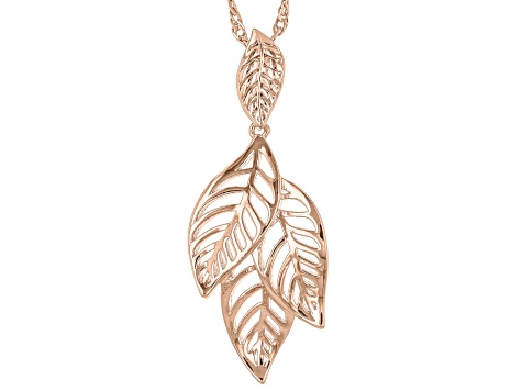 Copper Three Leaf Pendant With Chain