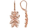 White Topaz Copper Floral Earrings 0.17ctw