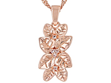 Picture of White Topaz Copper Floral Pendant With Chain 0.10ctw