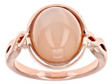 12x10 Oval Peach Moonstone Copper Ring