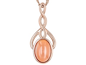 Peach Moonstone Copper Pendant With Chain