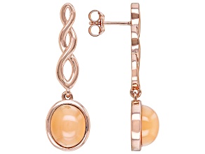 Peach Moonstone Copper Dangle Earrings