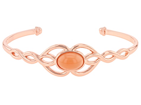 Peach Moonstone Copper Cuff Bracelet